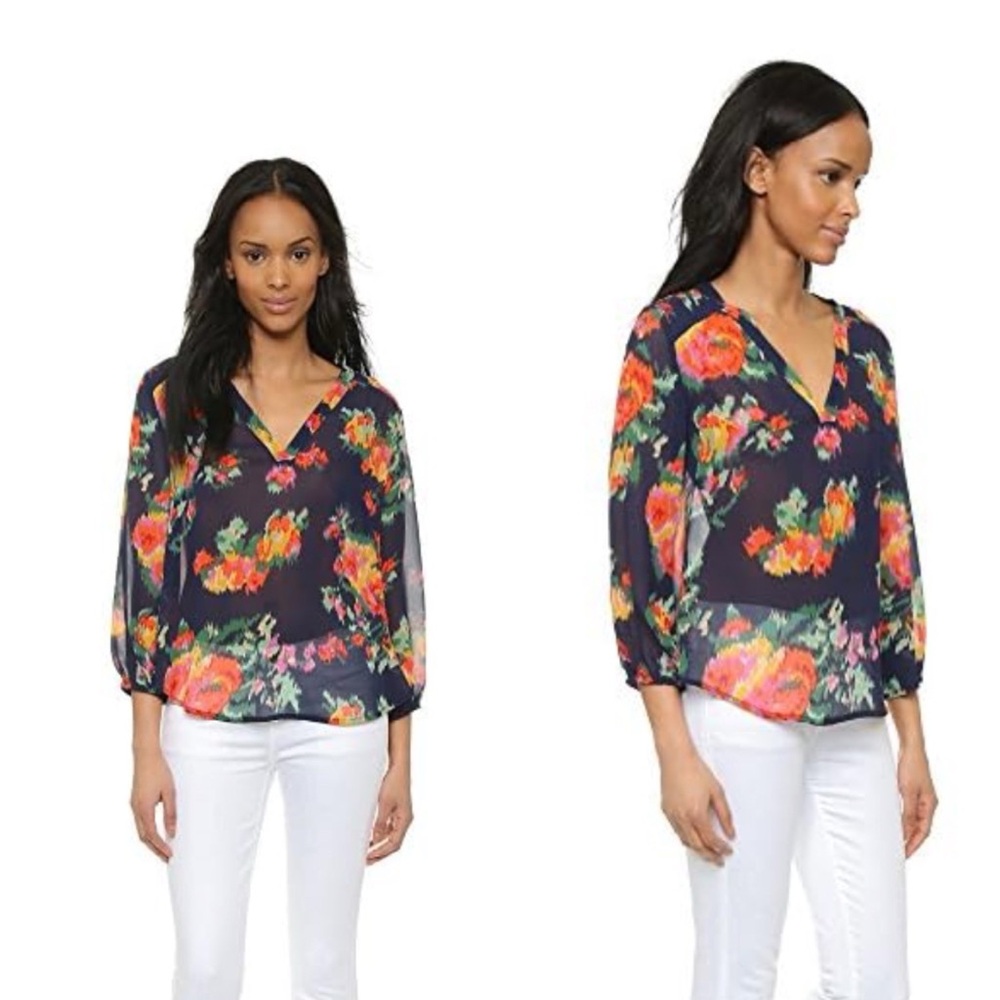 Joie Women's Axcel, Dark Navy Silk Blouse, sz Small